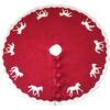 Christmas Tree Skirt in Hand Felted Wool, Horses on Red - Tree Skirts - 1 - thumbnail