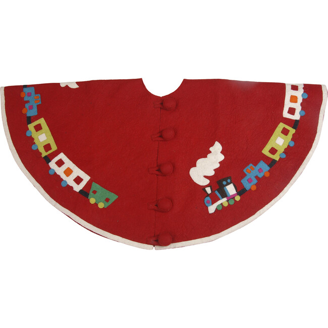 Toy Train Tree Skirt, Red