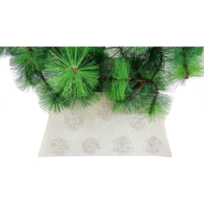 Christmas Tree Collar, White Embroidered Starbursts - Tree Skirts - 2