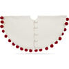 Christmas Tree Skirt, Red Pom Poms on Cream - Tree Skirts - 1 - thumbnail