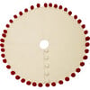 Christmas Tree Skirt, Red Pom Poms on Cream - Tree Skirts - 2