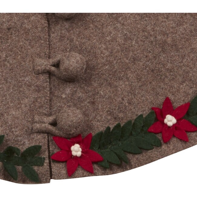 Christmas Tree Skirt, Poinsettia Border on Grey - Tree Skirts - 3