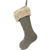 Christmas Stocking in Hand Felted Wool, Fringe on Gray - Stockings - 1 - thumbnail