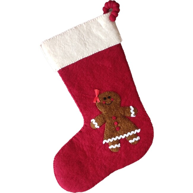 Christmas Stocking in Hand Felted Wool, Gingerbread Girl