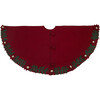 Handmade Christmas Tree Skirt in Felt - Poinsettia Border on Red - 60" - Tree Skirts - 1 - thumbnail