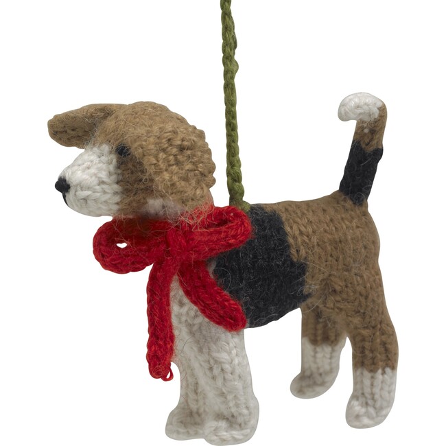 Hand Knit Alpaca Wool Christmas Ornament, Beagle Dog