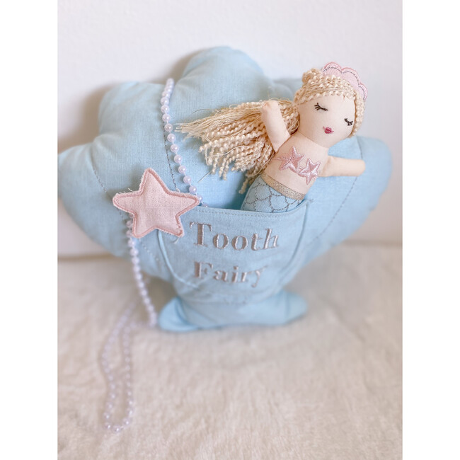 Mimi Mermaid Tooth Fairy Pillow & Doll Set, Blue - Soft Dolls - 2