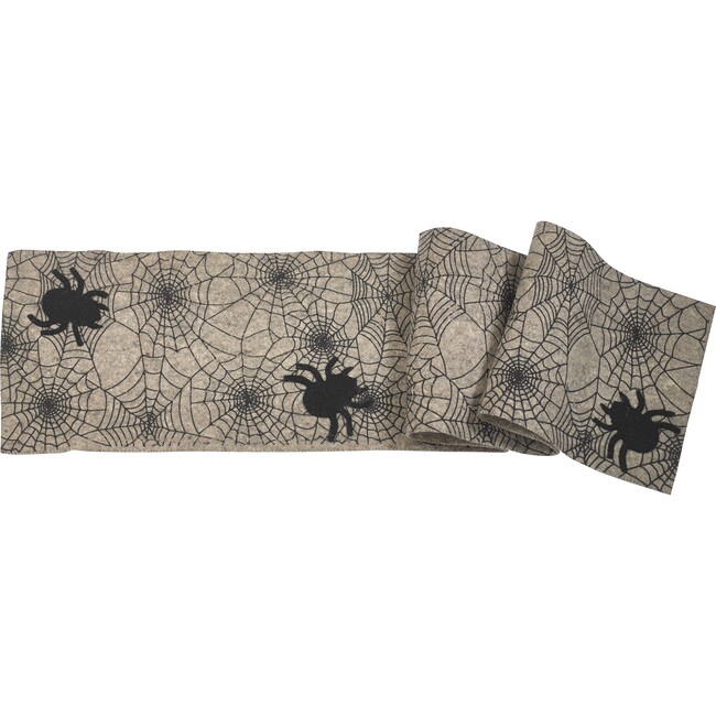 Halloween Spider Web Table Runner, Black/Grey