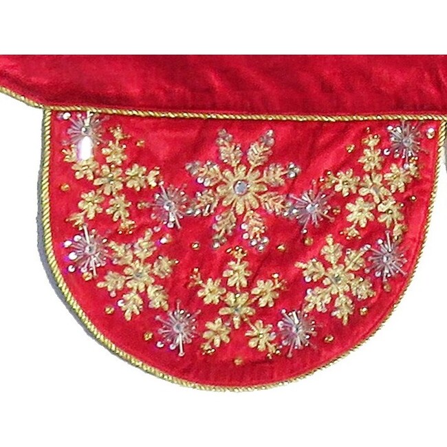 Velvet Mantle Scarf with Hand Beading, Red - Accents - 2