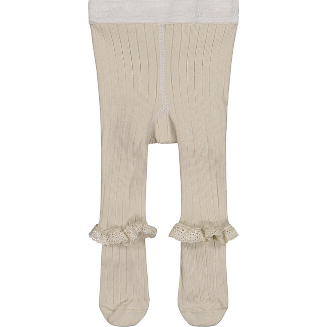 Ruffle Tights, Ecru - Tights - 1