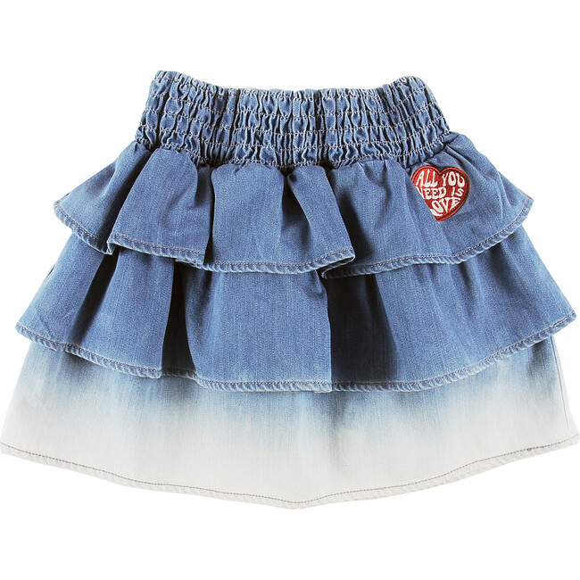 Star High Rise Smock Skirt, Bleach Blue - Skirts - 1