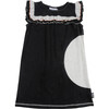 Balloon Ruffle Dress, Black and Ecru Neppy - Dresses - 1 - thumbnail