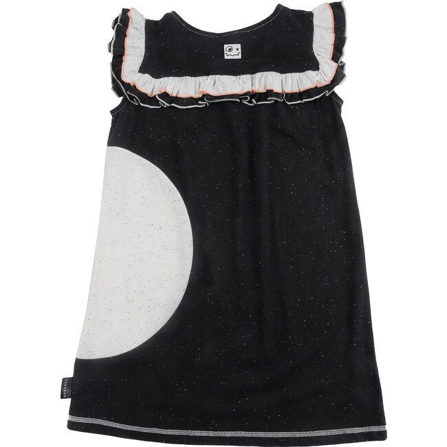 Balloon Ruffle Dress, Black and Ecru Neppy - Dresses - 3