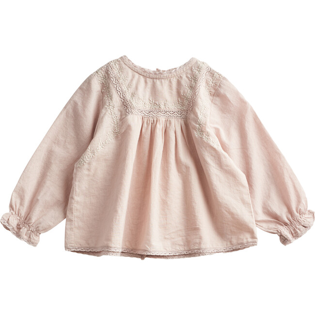 Lace & Embroidery Blouse, Beige - Blouses - 1