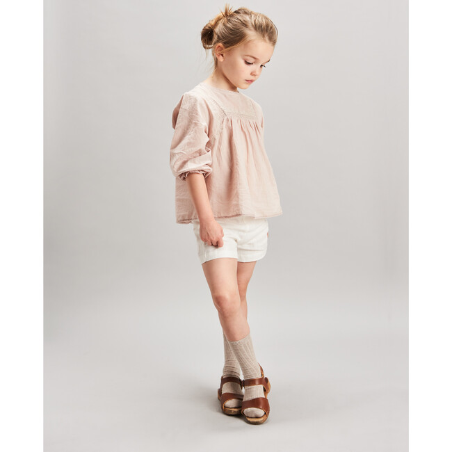 Lace & Embroidery Blouse, Beige - Blouses - 3