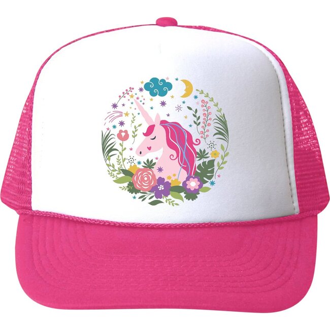 Unicorn Floral Hat, Pink - Hats - 1