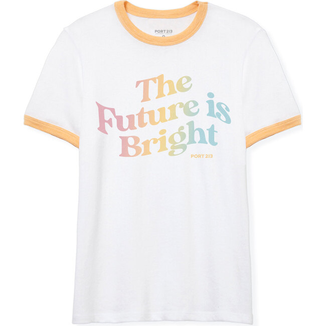 Future Ombre Ringer Tee, White & Mustard - Tees - 1