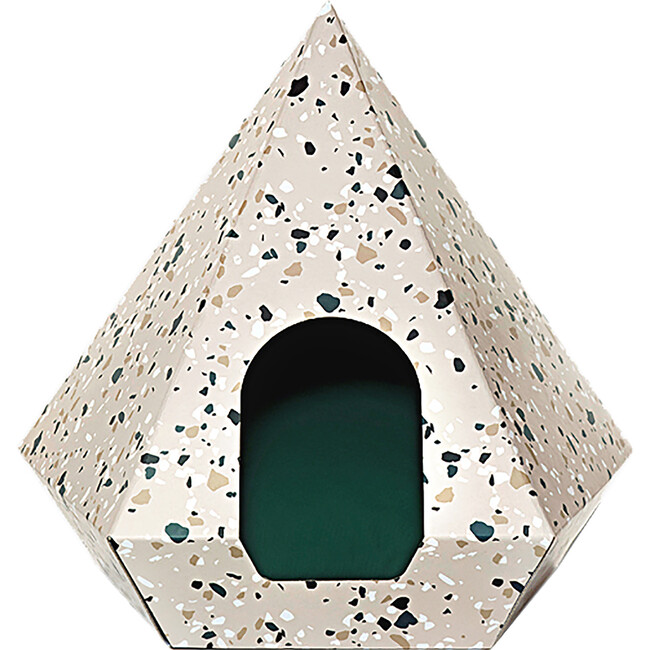 Cat Diamond, Terrazzo Beige With Green Cushion