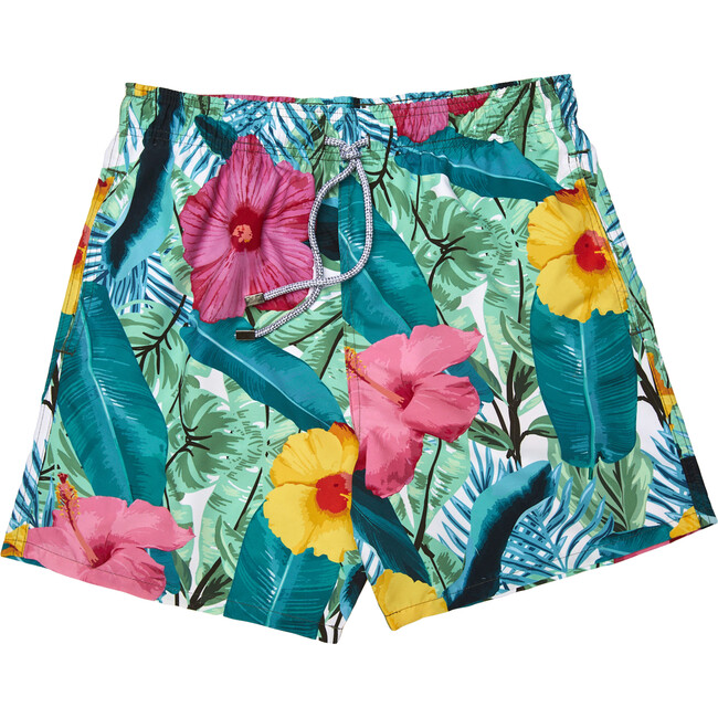 Tropi Leaf Men's Swim Trunks, Mid - Swim Trunks - 1