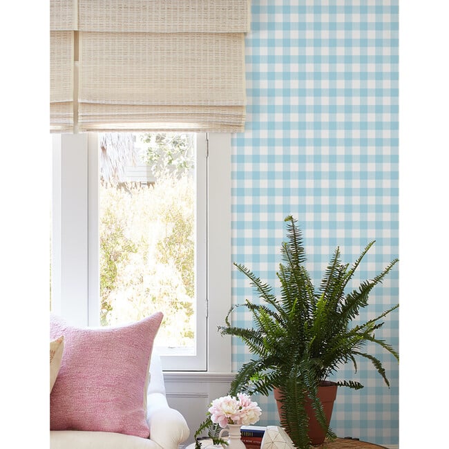 Barbie Gingham Removable Wallpaper, Baby Blue - Wallpaper - 2