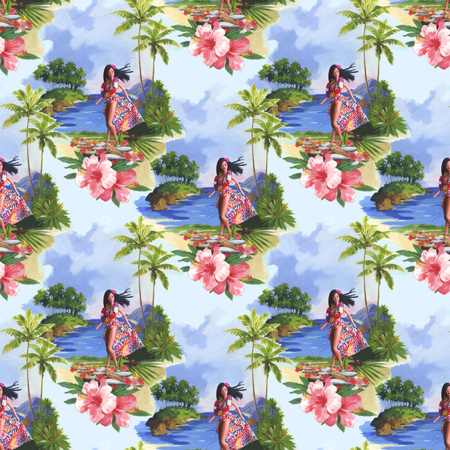 Tropical Barbie Traditional Wallpaper, Hawaiian Barbie