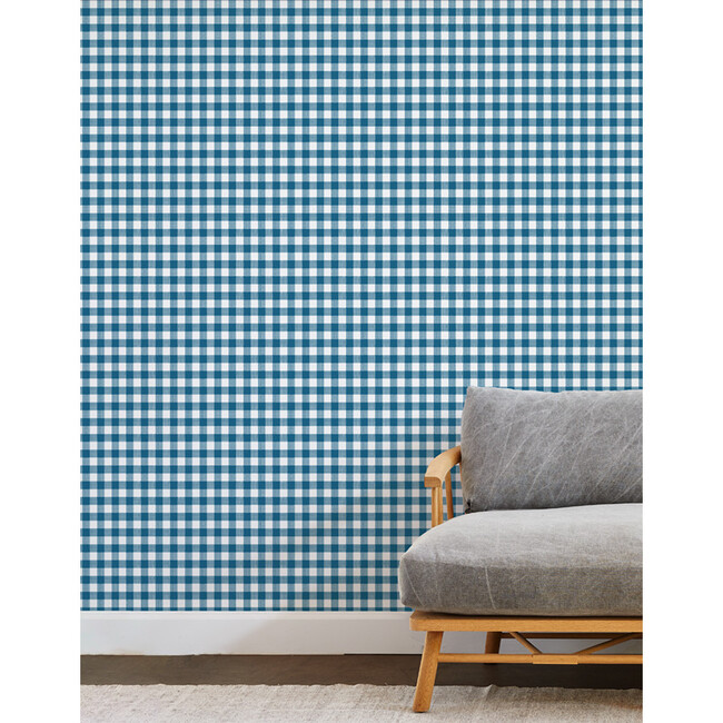 Barbie Gingham Removable Wallpaper, Cadet Blue - Wallpaper - 3