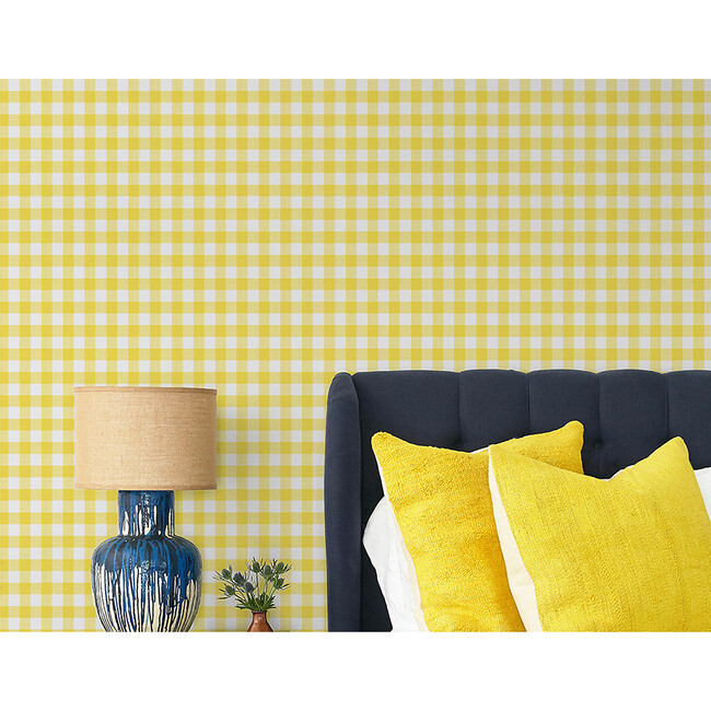 Barbie Gingham Removable Wallpaper, Daffodil - Wallpaper - 2