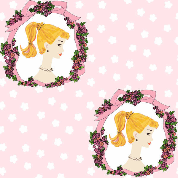 Barbie Frame Floral Traditional Wallpaper, Pink - WallShoppe Mirrors & Wall Decor | Maisonette