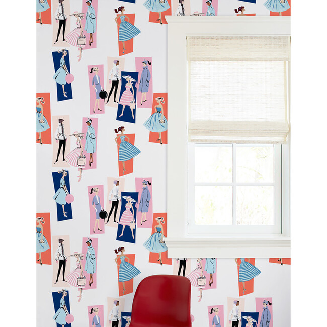 Barbie Mod Shapes Traditional Wallpaper, Navy/Pink - Wallpaper - 2