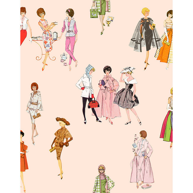 1960s Barbie Traditional Wallpaper, Peach