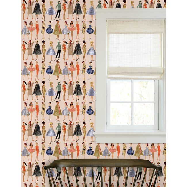 Barbie Vintage Illustration Traditional Wallpaper, Peach - Wallpaper - 2