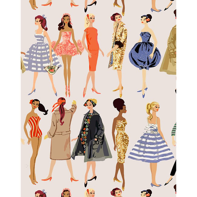 Barbie Vintage Illustration Traditional Wallpaper, Oyster - Wallpaper - 3