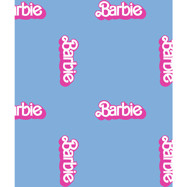 Barbie 80s Logo Traditional Wallpaper, Denim