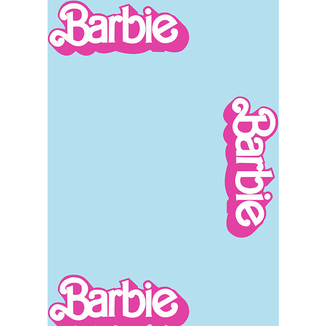 Barbie 80s Logo Traditional Wallpaper Baby Blue WallShoppe Mirrors Wall Decor Maisonette