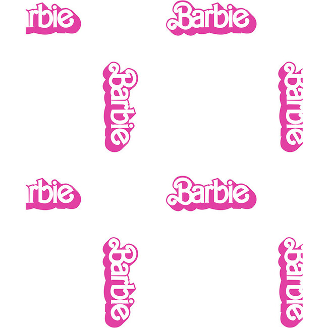 Barbie 80s Logo Traditional Wallpaper, White