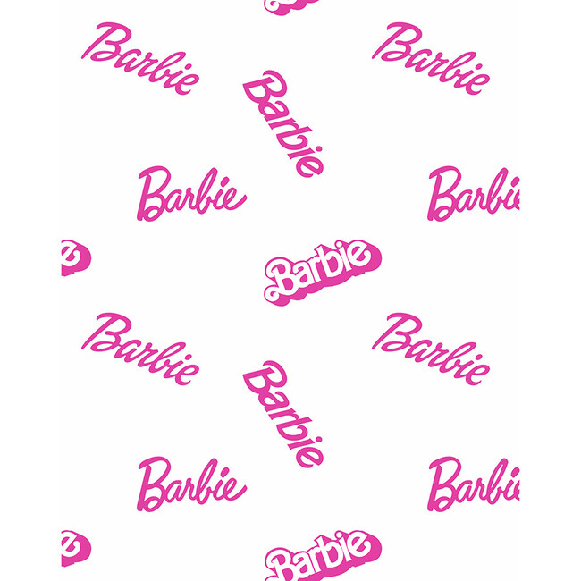 Barbie Logo Mix Traditional Wallpaper, White - Wallpaper - 1