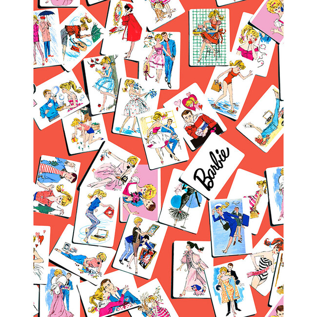 Barbie Trading Cards Traditional Wallpaper, Red
