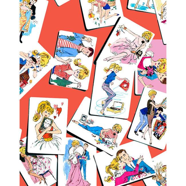 Barbie Trading Cards Traditional Wallpaper, Red - Wallpaper - 3