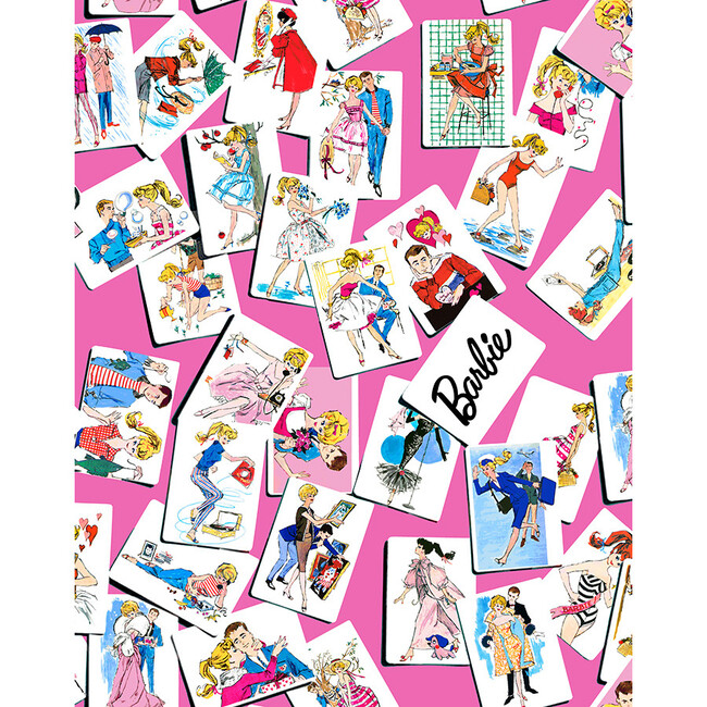 Barbie Trading Cards Traditional Wallpaper, Berry