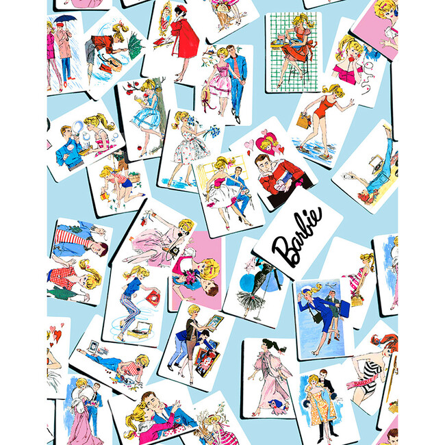 Barbie Trading Cards Removable Wallpaper, Baby Blue
