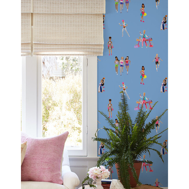 Barbie the Athlete Traditional Wallpaper, Denim - Wallpaper - 2