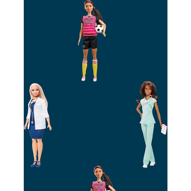 Career Barbie Traditional Wallpaper, Navy - Wallpaper - 2