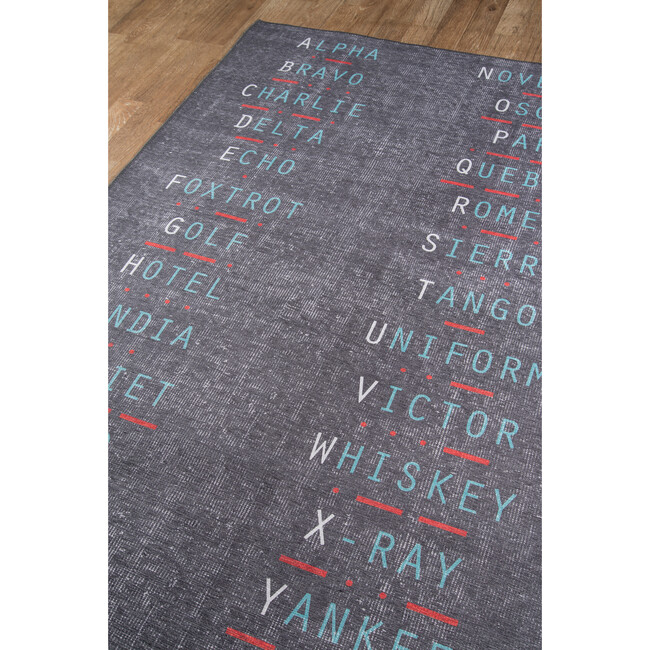 District Military Alphabet Rug, Charcoal - Rugs - 6