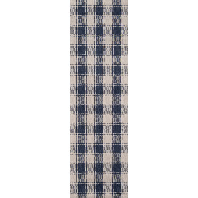 Marlborough Charles Plaid Handwoven Wool Rug, Navy - Rugs - 3