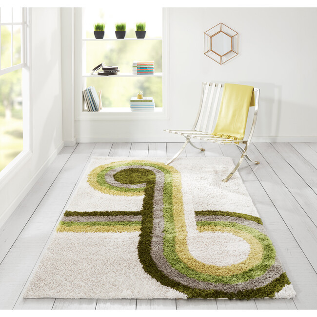 Retro Bullseye Hand-Tufted Rug, Green - Rugs - 2