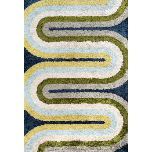 Retro Wave Hand-Tufted Rug, Green Multi - Rugs - 1
