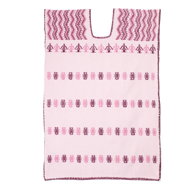 Kid's Kaftan, White & Light Pink - Dresses - 1