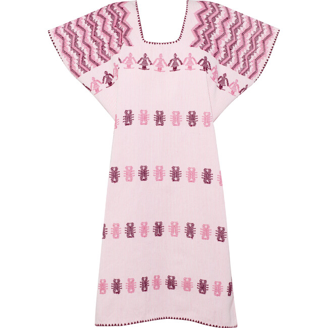 Kid's Kaftan, White & Light Pink - Dresses - 2