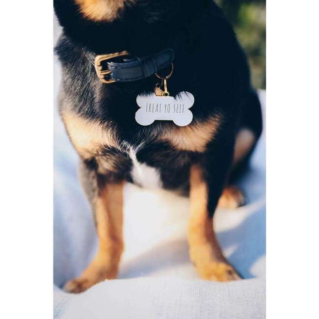 Treat Yo Self Pet ID Tag, White - Pet ID Tags - 2