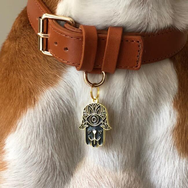 Hamsa Pet ID Tag, Black and Gold - Pet ID Tags - 3